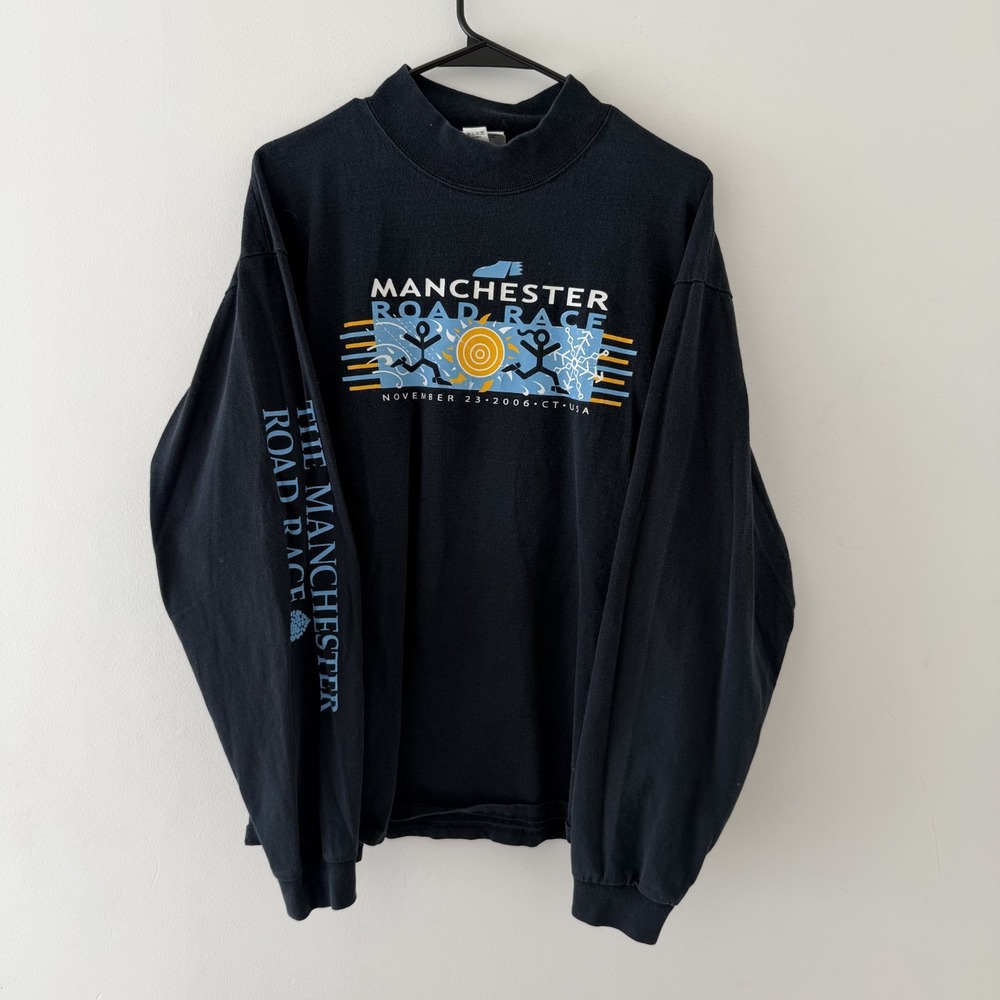 Vintage 2006 Manchester Road Race Graphic Long Sleeve Tee L Black Skater